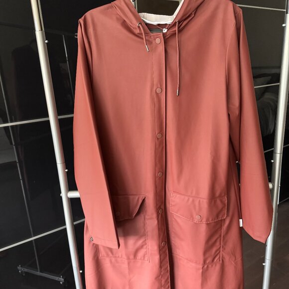 RAINS Raincoat Curve Long Belted Jacket  Maroon - Picture 11 of 14